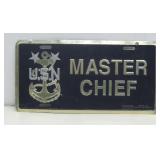 U.S.N. Master Chief Tin Vanity License Plate
