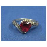 S.S. Red & White Spinel Ring Hallmarked