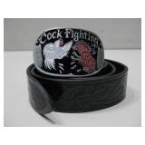 Cock Fighting Belt Buckle W/Belt 47'