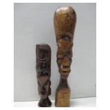 Two Tribal Style Wooden Carved Statues Tallest 23'