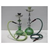 Two Glass Hookah Tobacco Pipes Largest 15.5'
