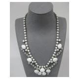 Vtg Milk Glass Rhinestone Choker Necklace See Info