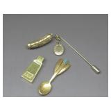 Four Assorted Goldtone Jewelry Pieces