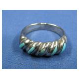 S.S. N/A Vtg Hallmarked Turq. Ring