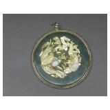 Vtg Chinese Goldtone Nephrite Pendant