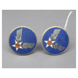 WWII Army Air Force Sterling Earrings Screw Back