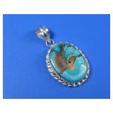 Silvertone Multi Color Stone Pendant