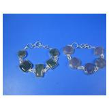Chalcedony & Tanzanite Silvertone Bracelets