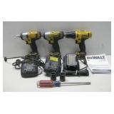 Two DeWalt Impacts One Drill All Power On See