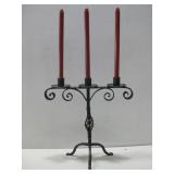 Metal Candle Holder W/Three Candle Sticks See Info