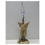 Wood Carved Base Table Lamp Powers On 28.5'