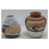 Two Native American Style Vases Tallest 10'