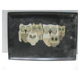 Vtg Couroc Serving Tray W/Owls 18' x 12'