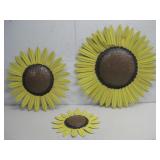 Three Hand Painted Metal Sun Flowers Largest 23'