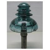 Vtg Glass Insulator W/Wood Handle 11' Tall See