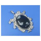 Pewter Brutalist Snow Flake Obsidian Pendant