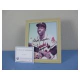 Framed Signed Hank Aaron Print W/ COA See Info