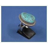 S.S. Signed Chama Turquoise Ring Hallmarked