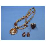 S.S.  Baltic Amber Ring, Necklace, Earring Set
