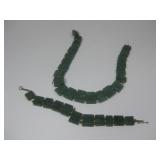 Vtg Chinese Aventurine Necklace & Bracelet Set See