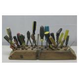 Various Screwdrivers,Drill Bit ,Wood Storage Block