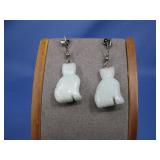 Sterling Silver Stone Cat Fetish Earrings