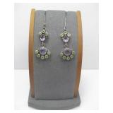 Vtg Sterling Silver Amethyst Peridot Earrings See