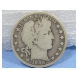 1906-D Barber Half Dollar 90% Silver