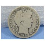 1911 Barber Half Dollar 90% Silver
