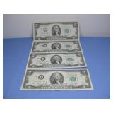 Four Consecutive Bicentennial $2 Bills