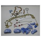 Broken Signed Acoma Pottery & Beaded Necklaces