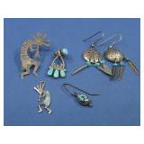 S.S. Native American Turquoise Earrings