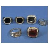 Six Gold Tone/Silvertone Costume Rings