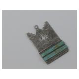 Vtg Sterling Silver & Turquoise Dragonfly Pendant