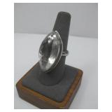 Sterling Silver Large Faceted Gemstone Ring See