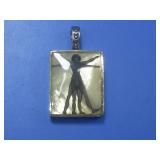 Vtg Large S.S & MOP Vitruvian Man Pendant Hallmark