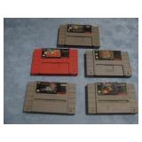 Five Vtg Super Nintendo Gaming Cartridges See