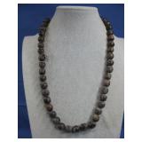 Vtg Pumtek Bead Agatized Palmwood Asia Neckace