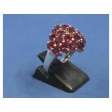 S.S. Red Spinels Ring Hallmarked