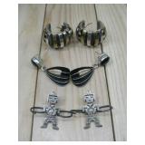 Three Pairs Sterling Silver Earrings Hallmark See