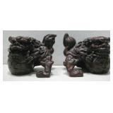 Two Resin Shishi Style Lion State 4.5' Tall