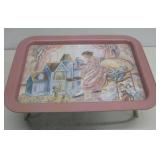 Vtg Metal Girl Playing Dolls Lap Tray