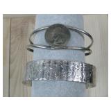 Two Cuffs, Quarter Bracelet & Lotus Script Cuff