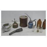 Vtg Items Oil Cans Bottles Gas Can Spout & More