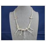 Navajo & Silver Brancho Coral Necklace Vtg
