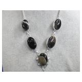 Silvertone Agate Necklace