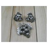 Vtg S.S. Grape Cluster Earring Brooch Set Hallmark