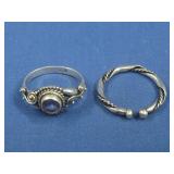 Vtg Sterling Silver Amethyst Bali Style Ring See