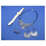 S.S. Silpada Necklace, Earrings & Watch See Info
