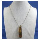 Vtg S.S. Long Amber Pendant/Necklace